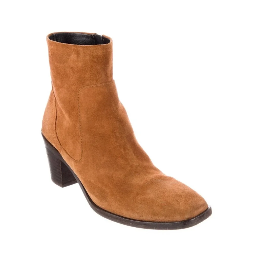 RAG & BONE Cinnamon Axel Suede Square Toe Western Ankle Bootie - Picture 2 of 7